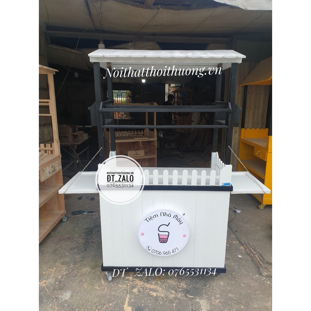 Tủ gỗ bán nước ép, trà sữa