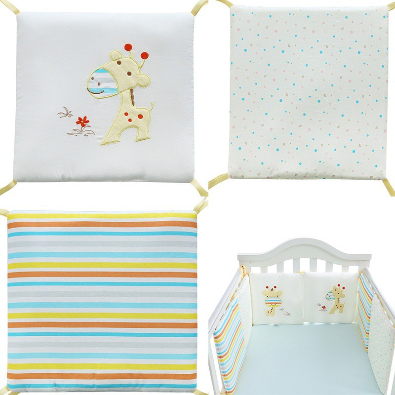 Set 6 tấm chắn bảo vệ bằng cotton mềm mại gắn thành giường ngủ em bé