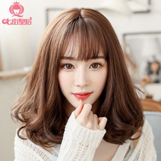 Tóc giả nữ nguyên cả đầu xoăn chân ngắn 25cm có mái - 728