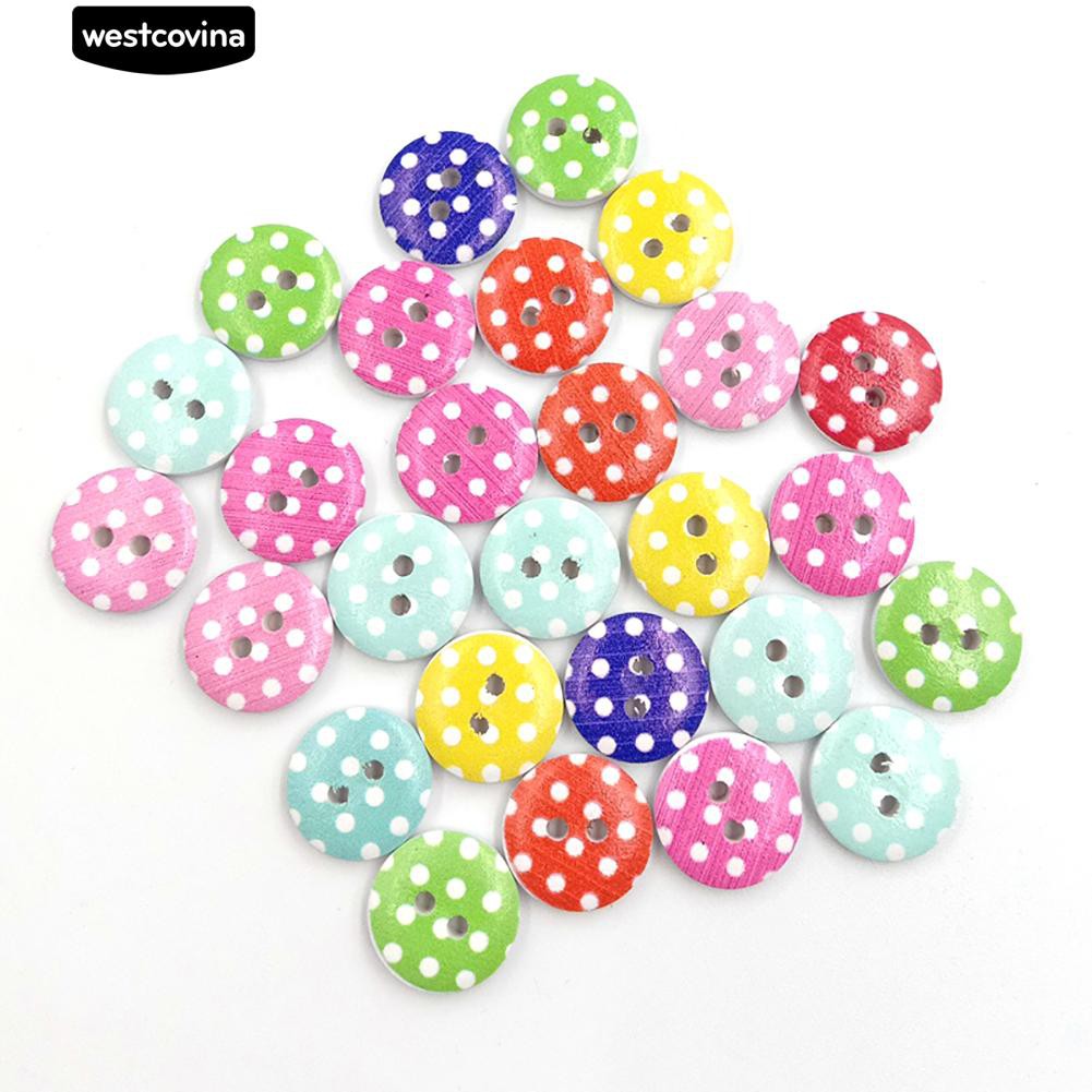 Set 90 nút 2 lỗ hình tròn chấm bi dễ thương tự làm may vá thủ công