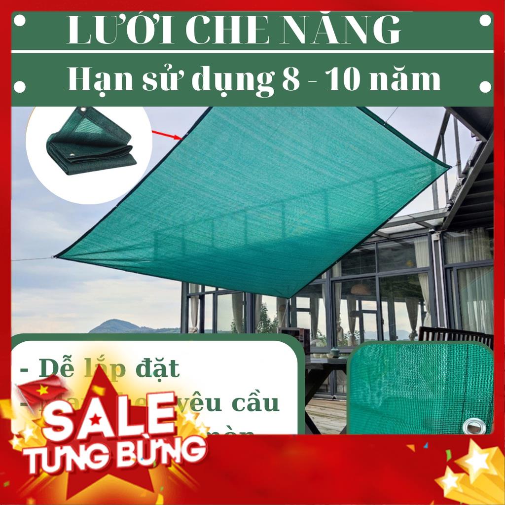 Lưới Che Nắng Nam Việt - Kích Thước 2x4 - Màu Xanh Rêu - May Viền Đóng Khoen Sẵn