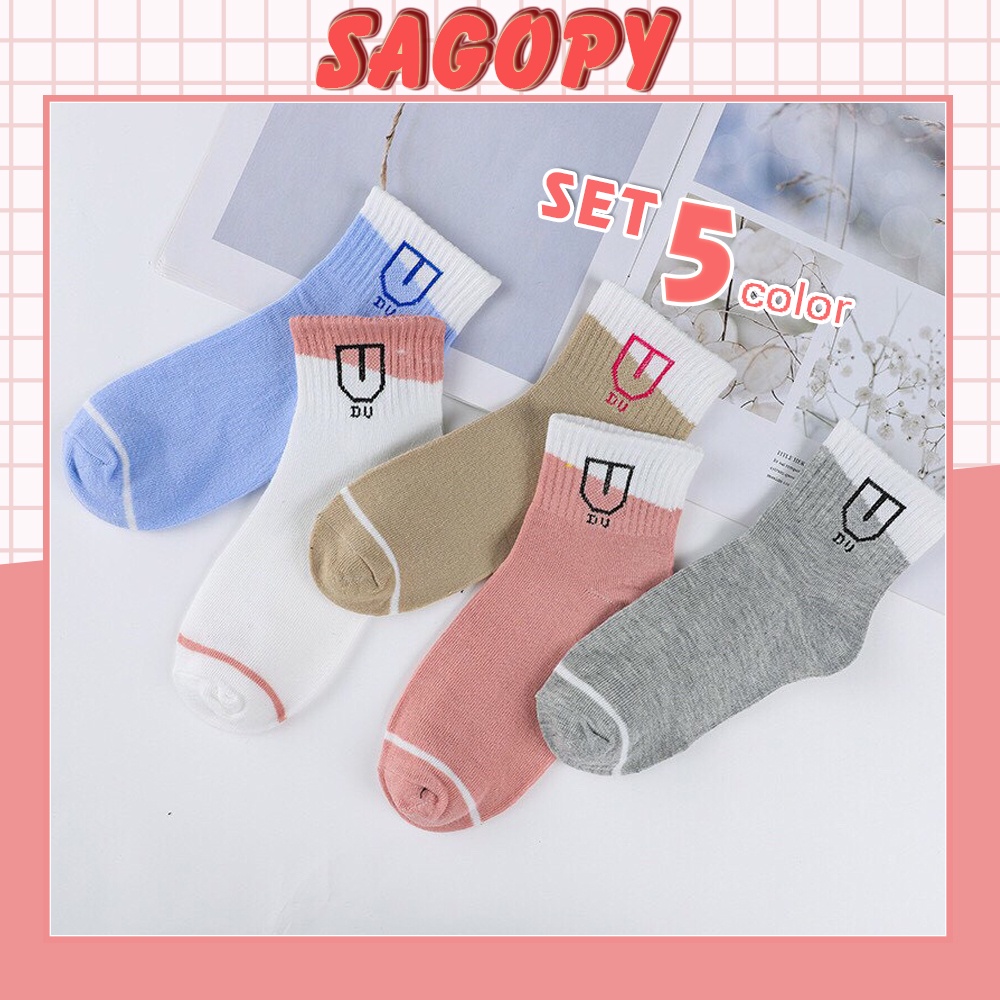 Tất nữ nam cổ cao cute phong cách chữ DU, vớ nam nữ cao cổ dài Vintage hàn quốc giống tất trắng nike chống hôi chân