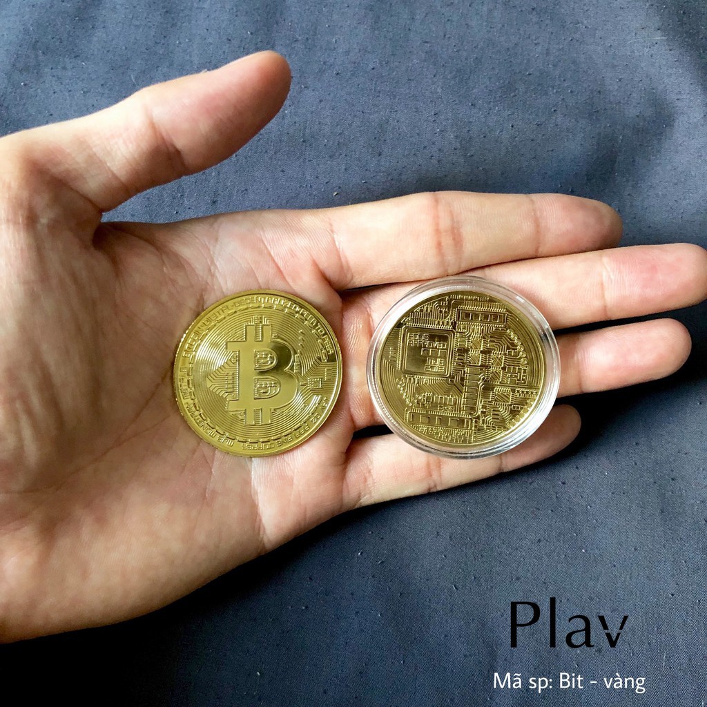 Đồng tiền Bitcoin - quà tặng lưu niệm may mắn phong thủy Plav