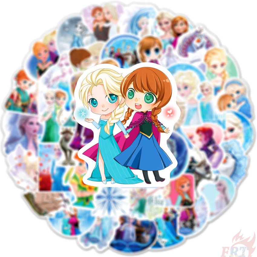 DISNEY Bộ 100 Cái/Bộ ❉ Hình Dán Công Chúa Băng Giá Disney:Anna &amp; Elsa ❉ Miếng Dán Trang Trí Đa Năng DIY Thời Trang