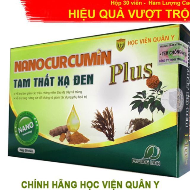 (CHÍNH HÃNG)NANOCURUMIN TAM THẤT XẠ ĐEN PLUS HỖ TRỢ VIÊM DẠ DÀY HỌC VIỆN QUÂN Y