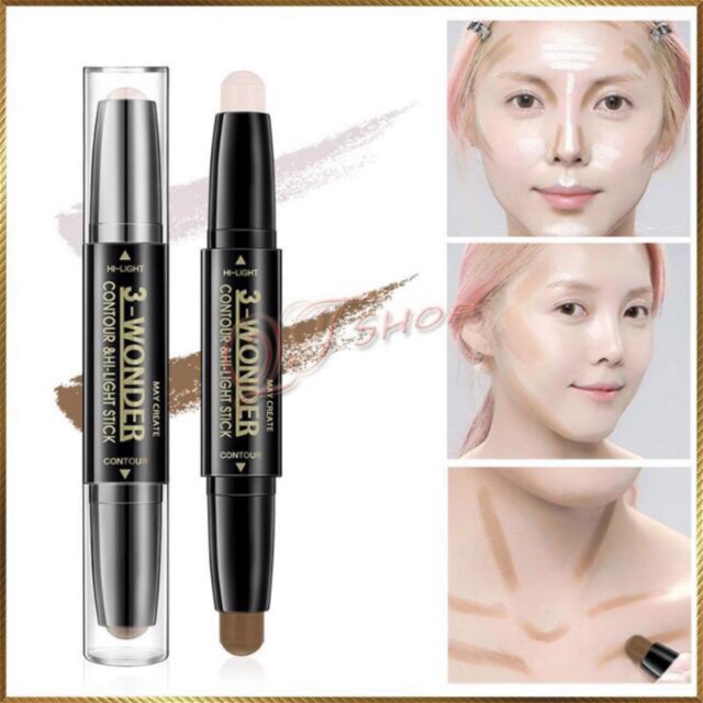 Bút che kuyết điểm tạo khối đa năng 3 wonder contour & hi-light stick của Maycreate