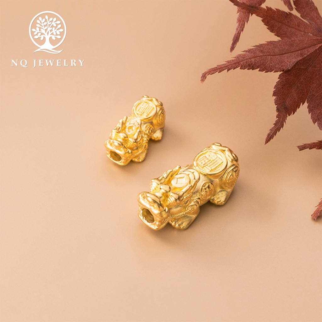 Charm bạc tỳ hưu mạ vàng xỏ ngang - NQ Jewelry