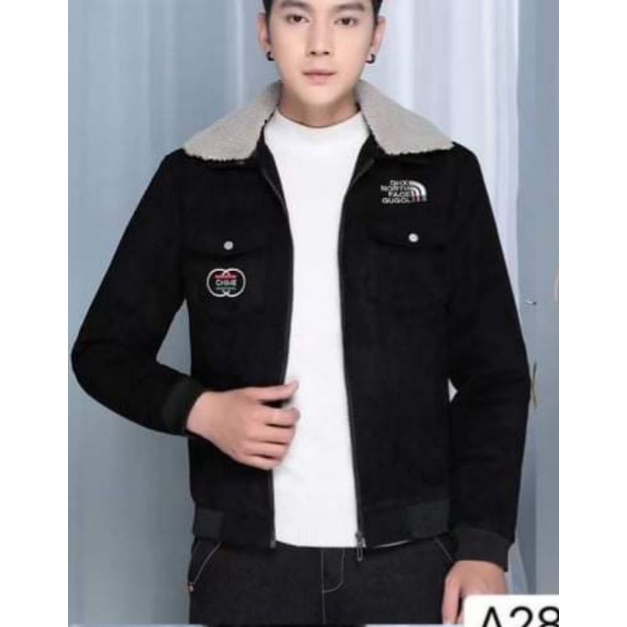 áo khoác da lộn lót lông trong ấm, cổ lông tháo được, hot trend hợp thời trang