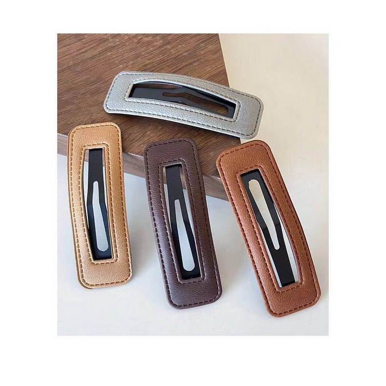 Kẹp tóc da PU phong cách retro Hàn Quốc thời trang thu đông cho phái nữ