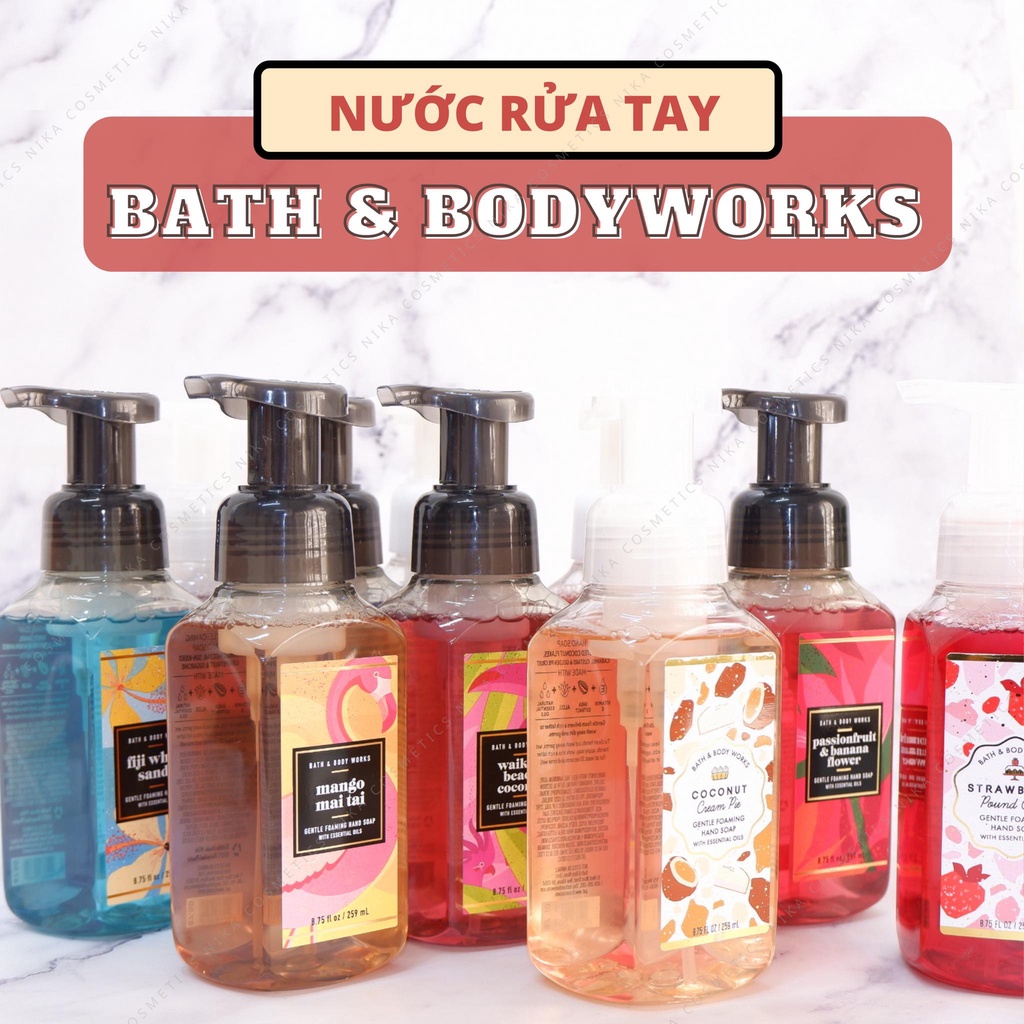 Nước rửa tay Bath &amp; Body Works Gentle Foaming Hand Soap 259ml xà phòng tạo bọt mềm mịn không khô da tay hương nước hoa