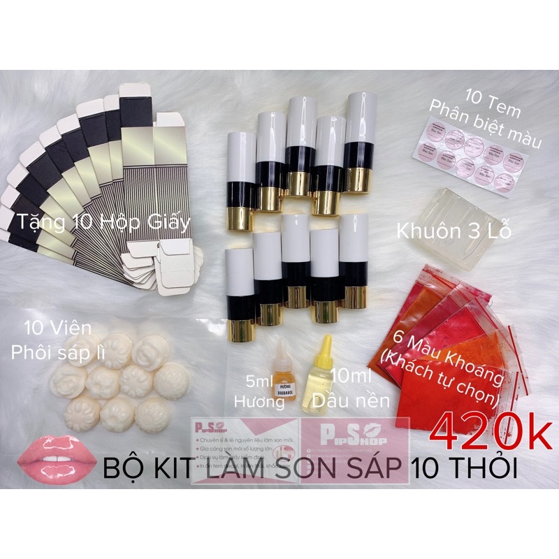 BỘ KIT LÀM SON SÁP 10 THỎI HANDMADE