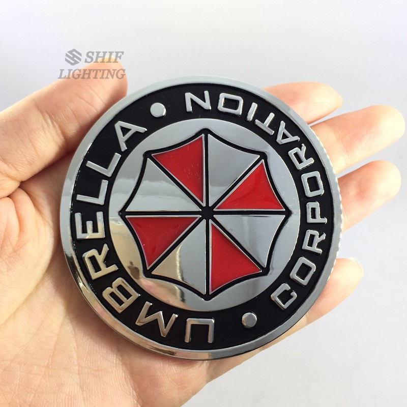 Logo kim loại chữ UMBRELLA CORPORATION dán trang trí xe ô tô / xe máy