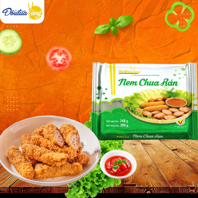 Nem chua rán Đôi Đũa Vàng đồ ăn vặt giòn rụm đặc sản phố cổ