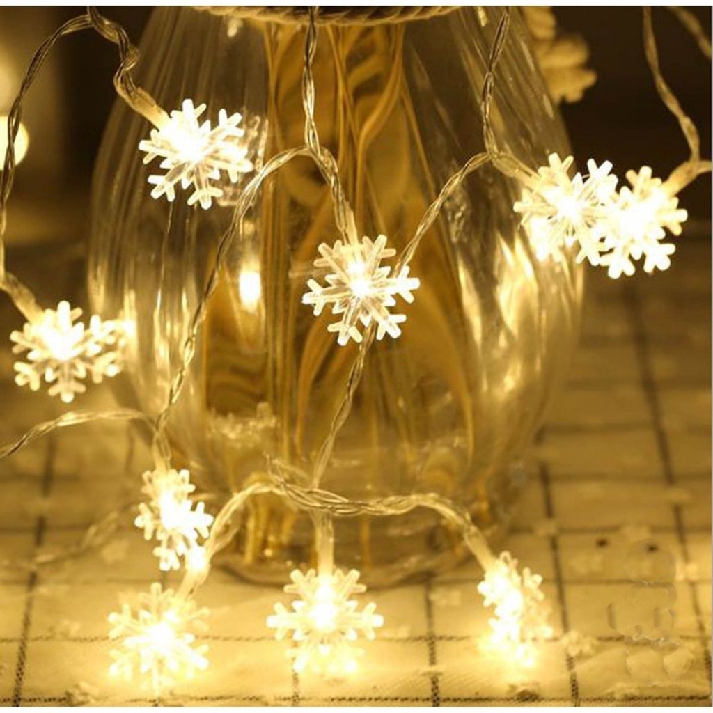 Đèn Led Trang Trí Nhà Cửa Cây Thông Noel Lều Công Chúa Cho Bé Hình Hoa Tuyết  Bằng Pin An Toàn