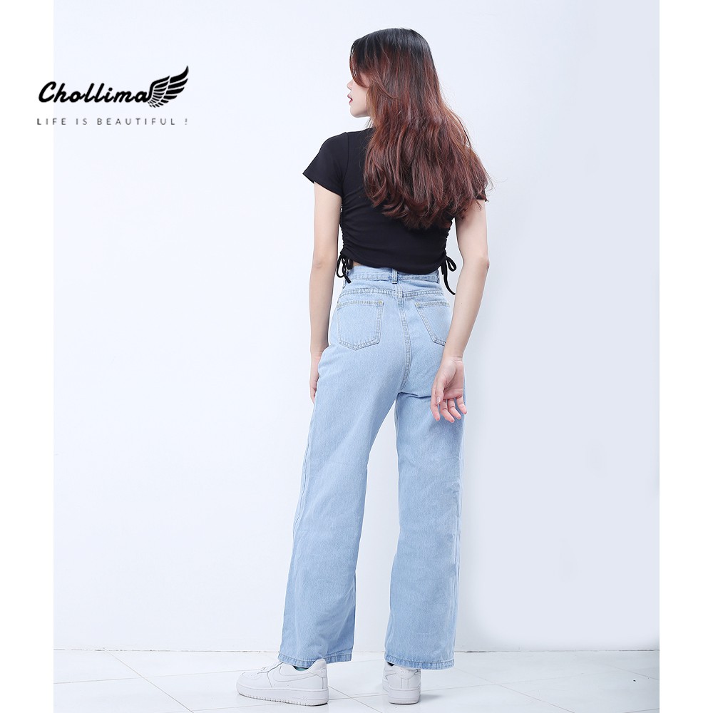 Quần jeans nữ Chollima ống rộng SIMPLE JEAN Unisex vải jean cao cấp chất đẹp QD026