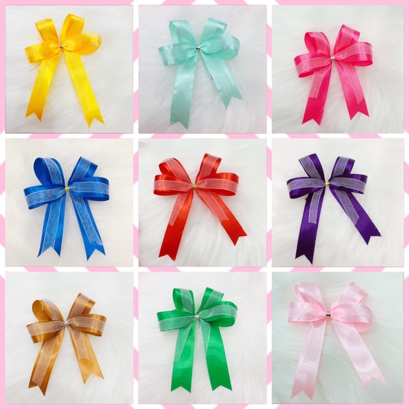 [SIÊU XINH] SET 50 Nơ lụa nhiều màu sắc có 2 lớp 8cm trang trí quà tặng tang trì túi giấy