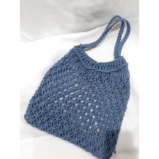 Túi Lưới Đi Biển Miệng Tim Đan Tay Tỉ Mỉ Bằng Kĩ Thuật Macrame (Có Lót Vải Bên Trong)