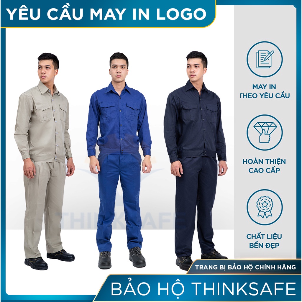 Quần áo bảo hộ lao động Thinksafe áo lao động kỹ sư công nhân thoải mái thoáng mát thấm hút mồ hôi - DN06