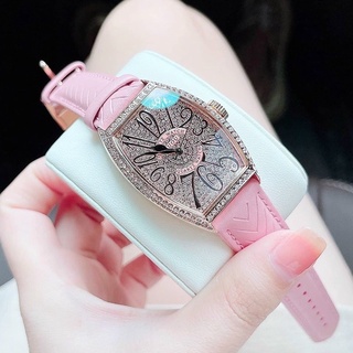 Đồng hồ nữ, đồng hồ Guou, đính full đá, màu trẻ trung sang trọng dây da siêu bền đẹp kèm hộp hãng