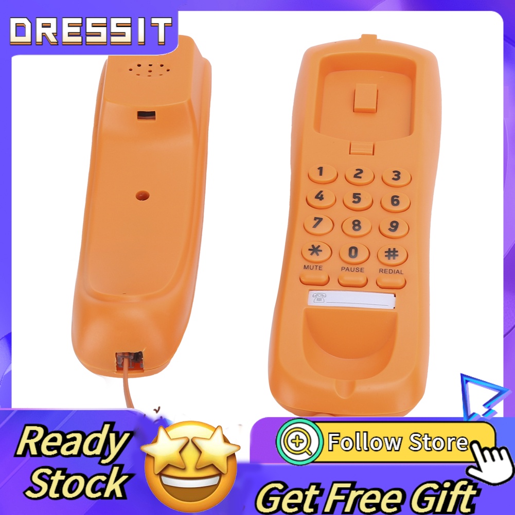 Dressit kx ‐ T628 Văn Phòng Tại Nhà Điện Thoại Mỏng Di Động Dây Đơn Để Bàn Điện Thoại Màu Cam