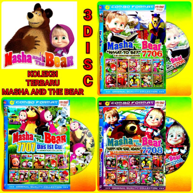 Bộ 3 Đĩa Than Và Gấu Hoạt Hình Masha And The Bear 3