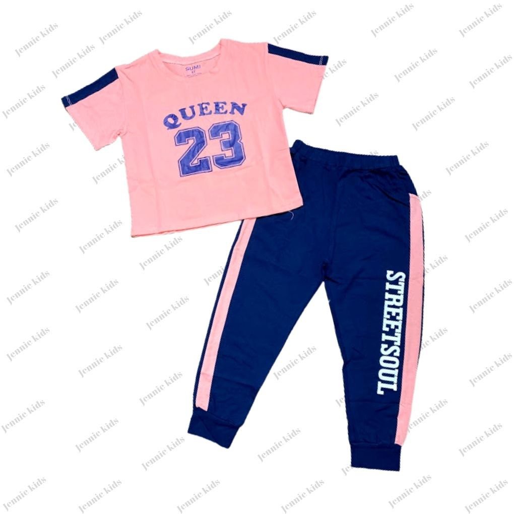 Đồ bộ bé gái size đại thun cotton chính phẩm Jennie kids áo croptop quần dài J418