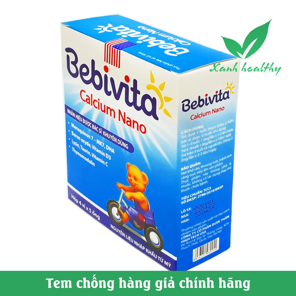 Canxi cho bé Bebivita Calci Nano giúp phát triển xương, tăng chiều cao, giảm còi xương cho trẻ từ 1 tuổi - bổ sung canxi