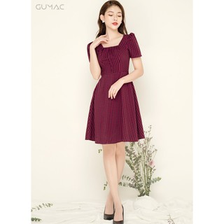 Đầm caro nhún ngực GUMAC MS05971_DO