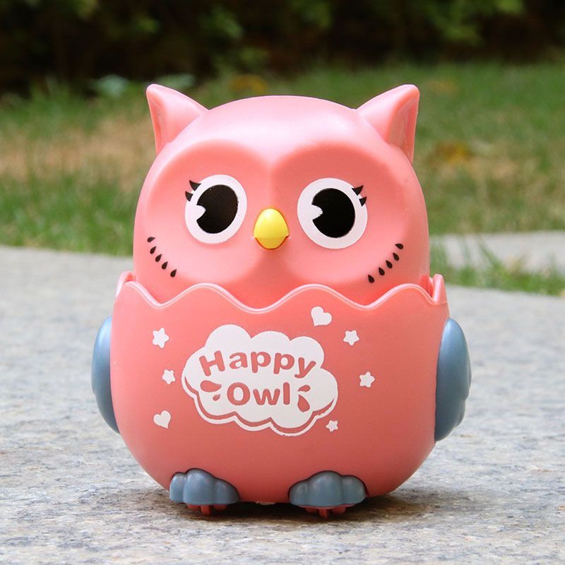 Cú mèo màu hồng chạy cót 7x6.5x8cm