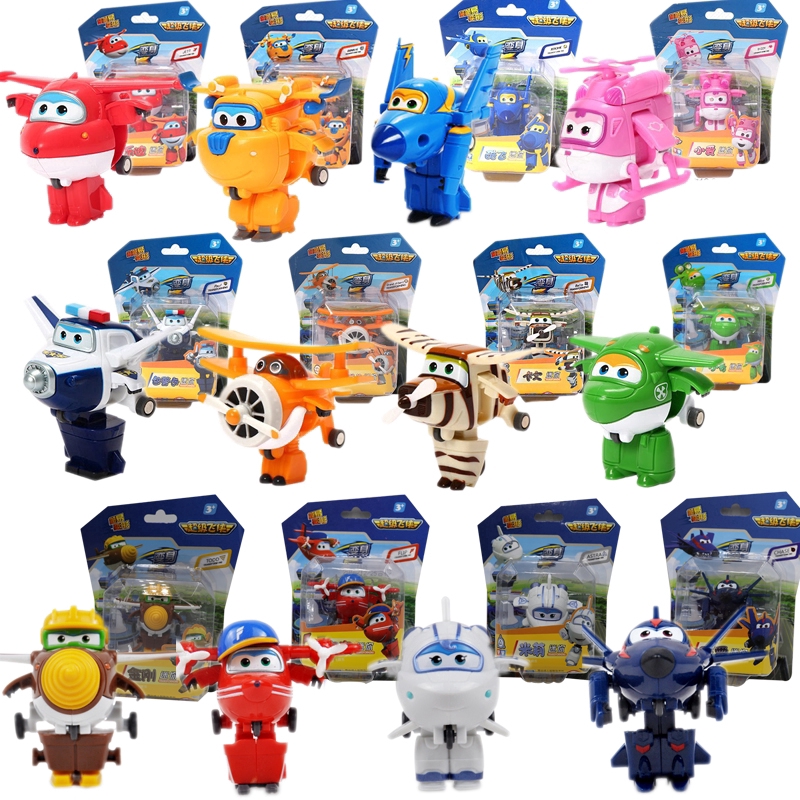 Genuine 12 Styles Super Wings Action Figure Toys Mini Airplane Robot Transformation Anime Toys