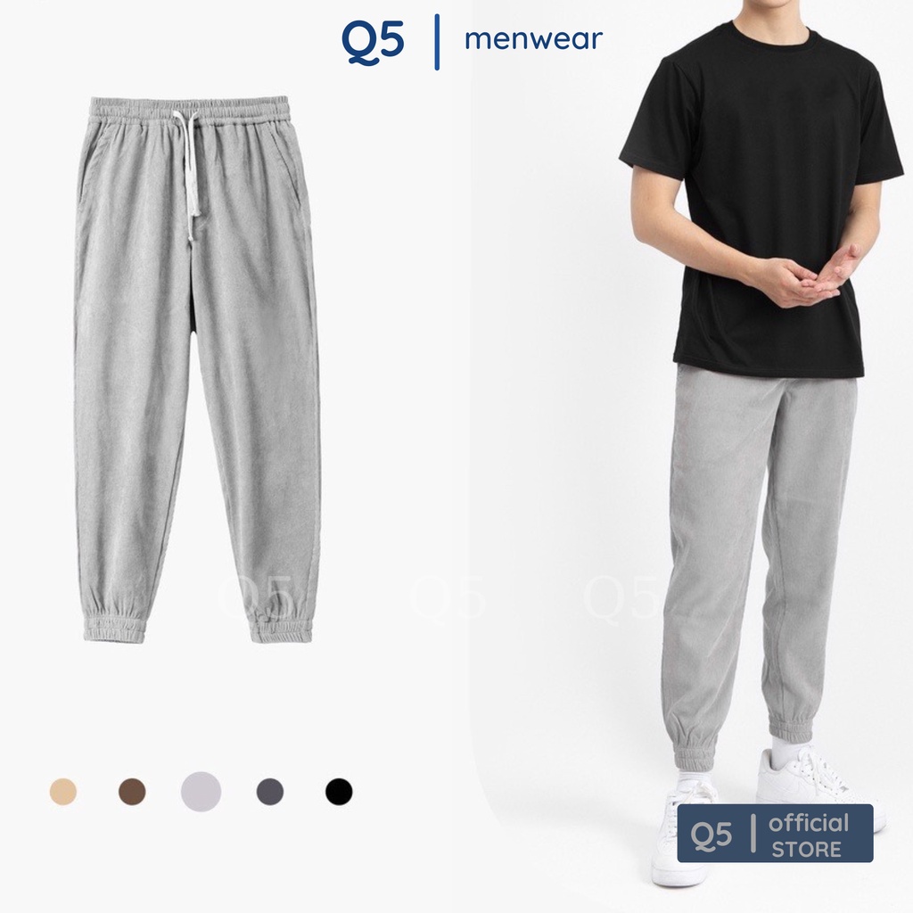 Quần Jogger nam quần dài nhung tăm dày dặn, không xù, phong cách thể thao Q5