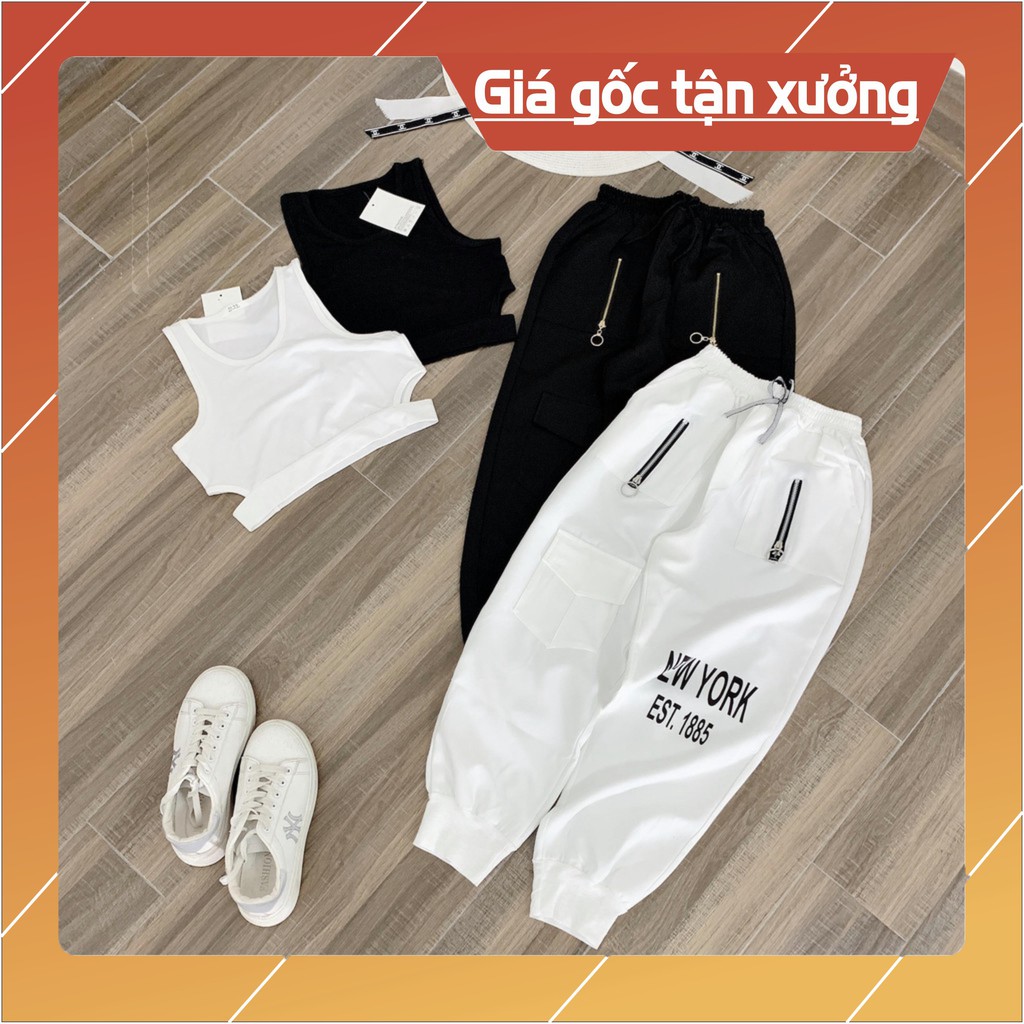 Rẻ vô địch Sét áo crt trơn xẻ eo kèm quần joger khoá túi hộp cực chất  960 153k