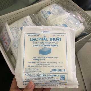 GẠC PHẪU THUẬT 10CM X 10 CM X 8 LỚP COMBO 10 GÓI