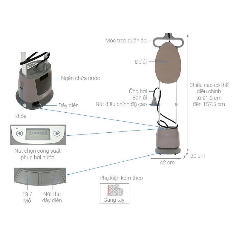 Bàn ủi hơi nước đứng Kangaroo KG-75B11