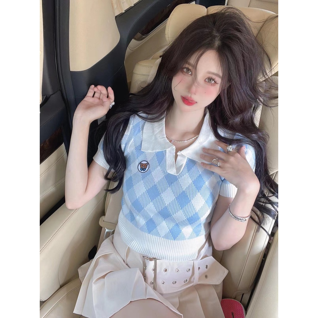 Áo dệt kim cổ chữ v thời trang Hàn Quốc dễ phối đồ cho nữ