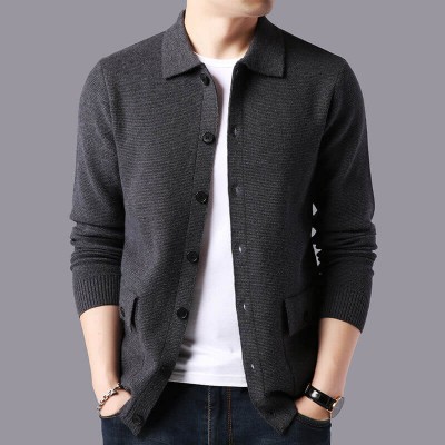 Áo khoác/Áo jacket/Áo cài cúc / kéo khóa nam, cổ bẻ, mẫu dệt kim, một màu-----------------------------------------------