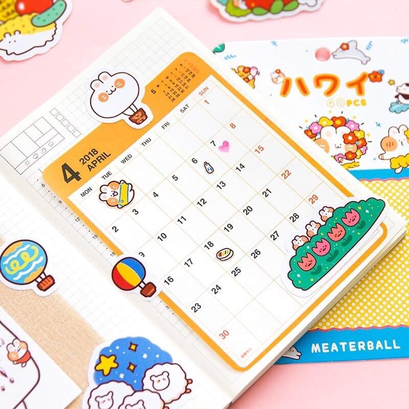 Sticker32 Set 40 miếng sticker thỏ mập