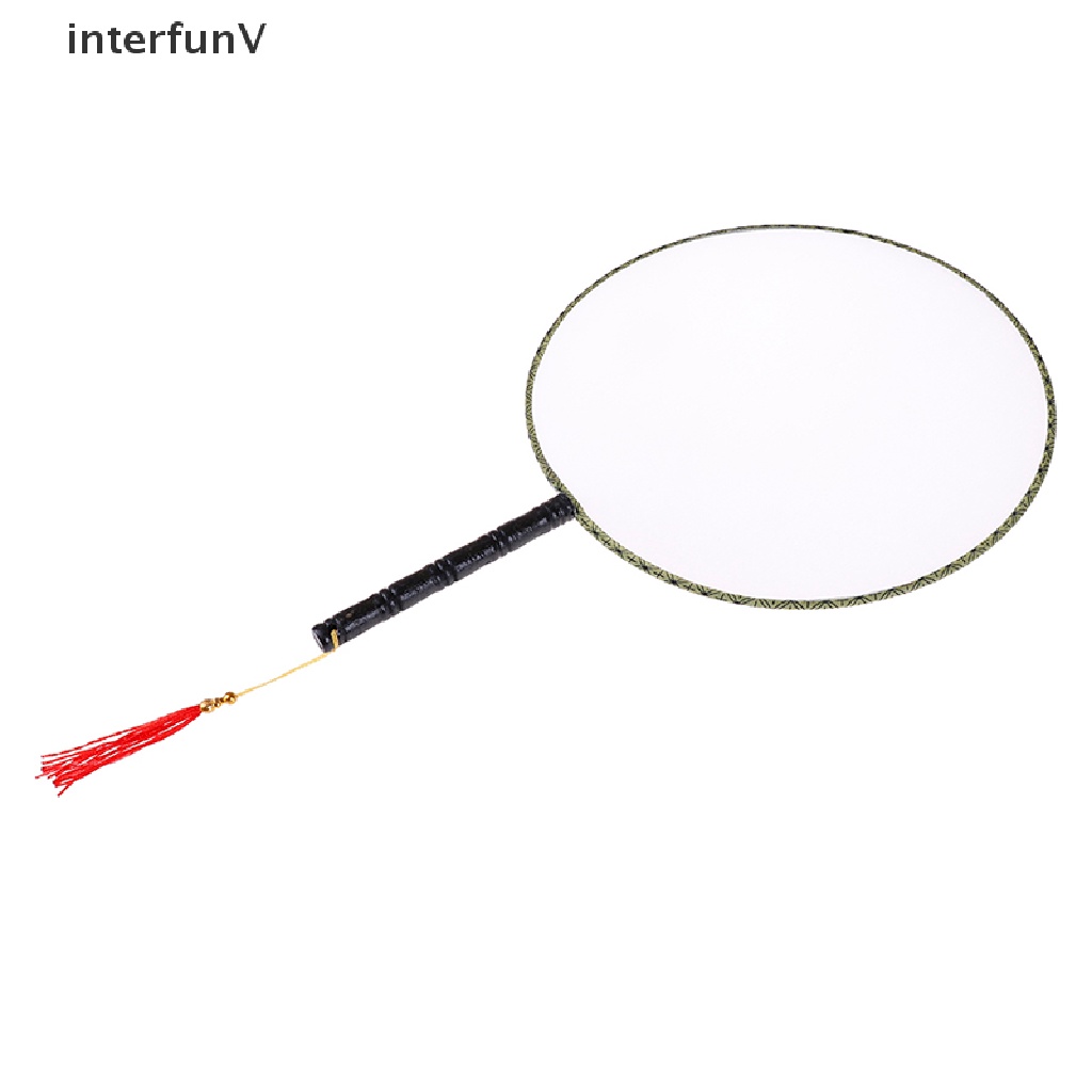 [InterfunV] Quạt Gong Cầm Tay Màu Trắng Vẽ Nghệ Thuật DIY Thanh Lịch Cho Trẻ Em