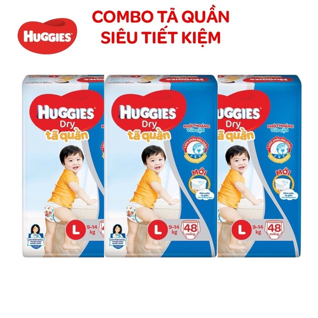 Combo 3 Tã Quần Huggies Siêu Tiết Kiệm M162/L144/XL126/XXL114:L48