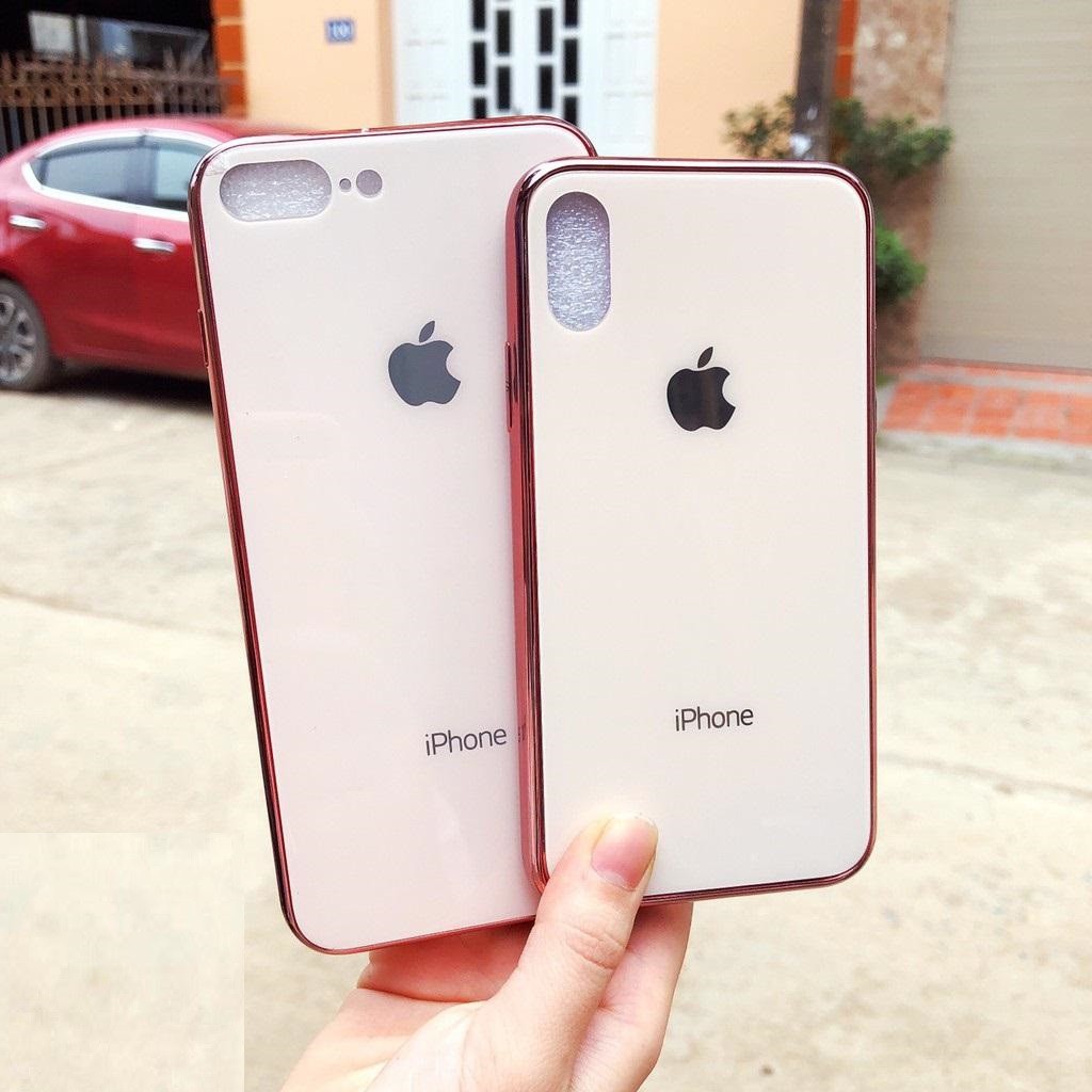 ỐP MẶT LƯNG KÍNH VIỀN MẠ CROM BÓNG CỰC ĐẸP CHO DÒNG IPHONE( 6 MÀU)