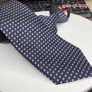 Cà vạt nam 8cm thắt sẵn dây kéo tiện lợi hàng 3 lớp lót xanh đen chấm trắng silk Giangpkc6 Q13