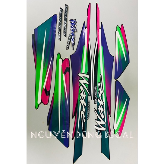 Nguyên bộ tem 3 lớp Wave thái 100 màu đen đời 1998_ Nguyễn Dũng Decal