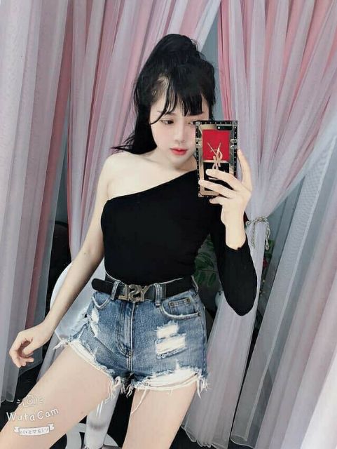 Áo 1 tay trơn thun lụa ôm co giãn Quyến rũ