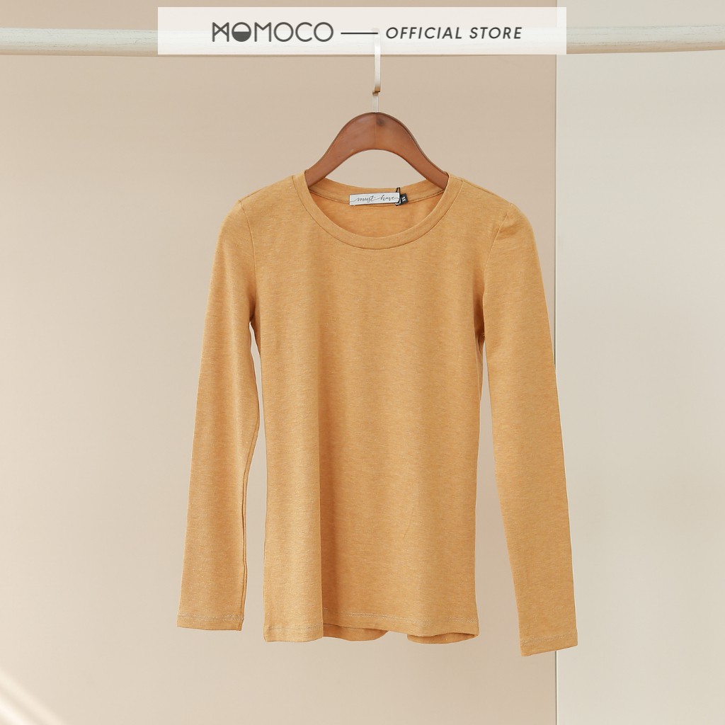 Áo Thun Nữ Tay Dài MOMOCO Đơn Sắc Tối Giản Chất Cotton Thoáng Mát M1432