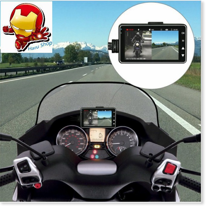 Camera hành trình xe máy màn hình 3 inch có cả camera trước và sau 2021 -TTHome