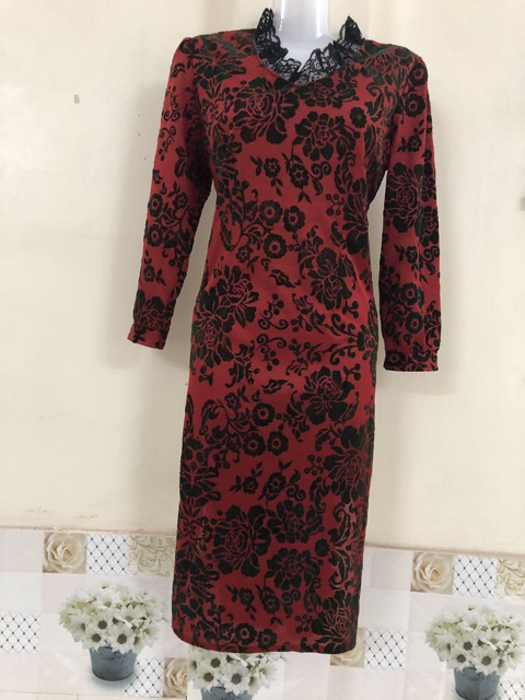 Đầm nhung hàng si tuyển   eo 76cm