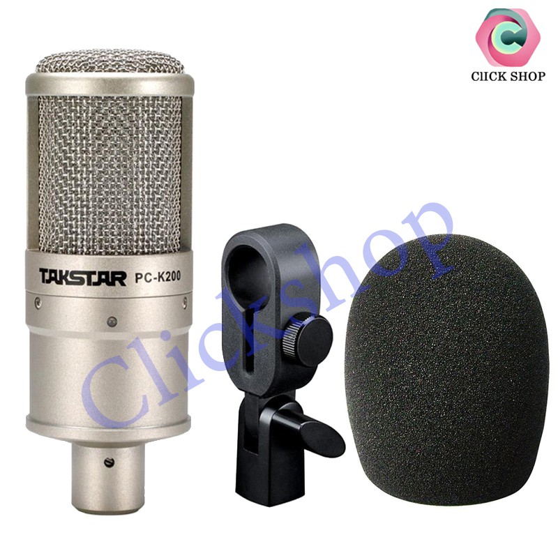 Bộ micro thu âm karaoke mic Takstar PC-K200 sound card icon upod pro chân màng dây livestream MA2