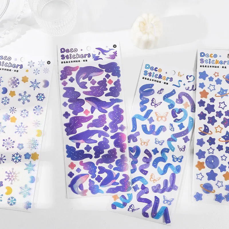 Sticker Dán Trang Trí Sổ Lưu Niệm Hình Ngôi Sao Màu Xanh Dương / Động Vật