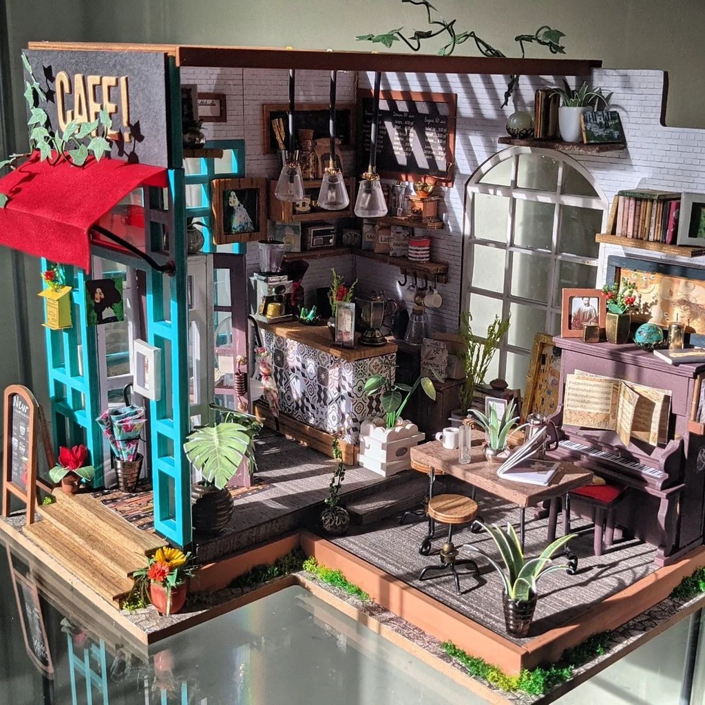 Mô Hình Gỗ 3D Lắp Ráp ROBOTIME DIY Dollhouse Nhà Tí Hon Simon's Coffee DG109