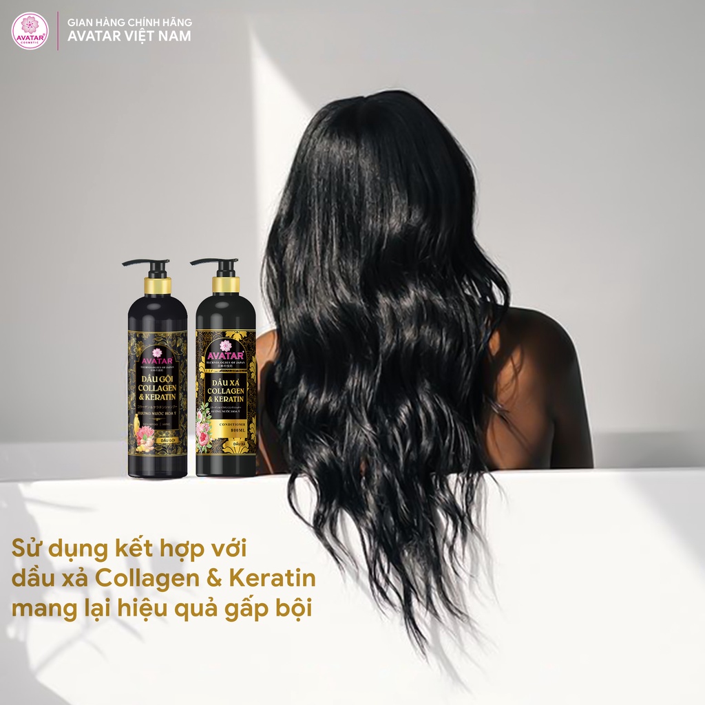 Dầu Gội Collagen &amp; Keratin Avatar Hương Nước Hoa Ý Ngăn Ngừa Rụng Tóc, Gàu &amp; Kiềm Dầu, Phục Hồi Hư Tổn 600ml